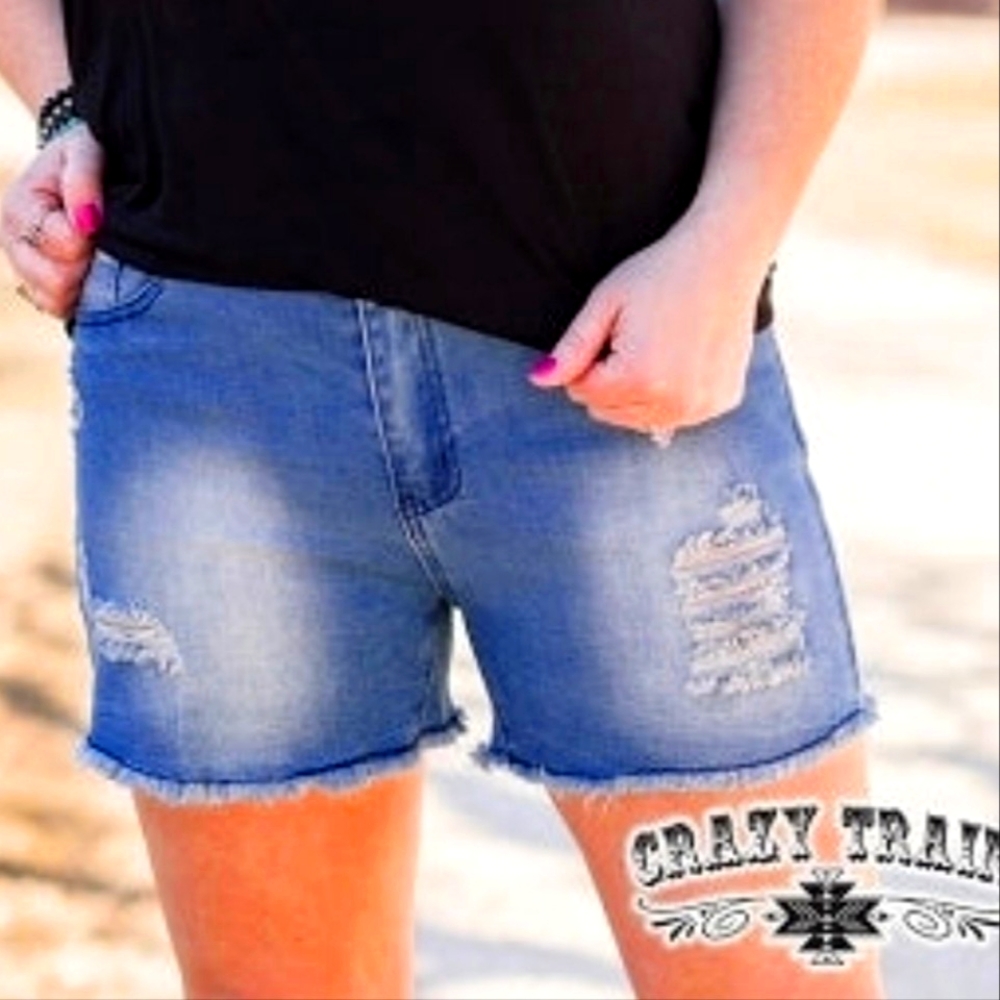 CRAZY TRAIN GONE JUNKIN JEAN SHORTS